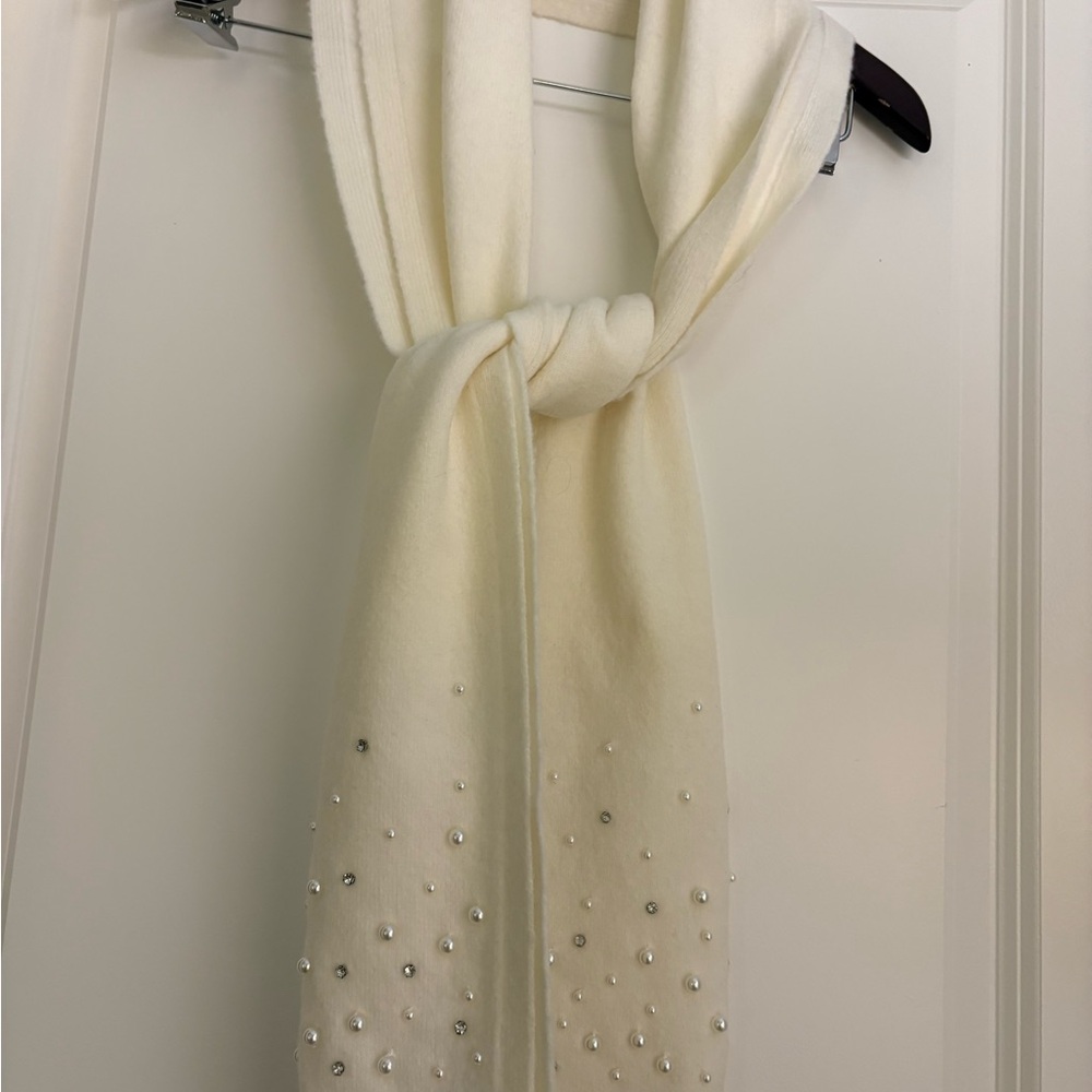 TALBOTS PEARL & RHINESTONE EMBELLISHED SCARF